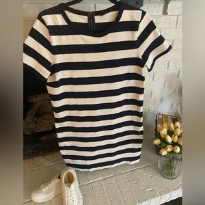 J Crew Striped Short-Sleeve Cotton Dress- Navy & White
Size Medium